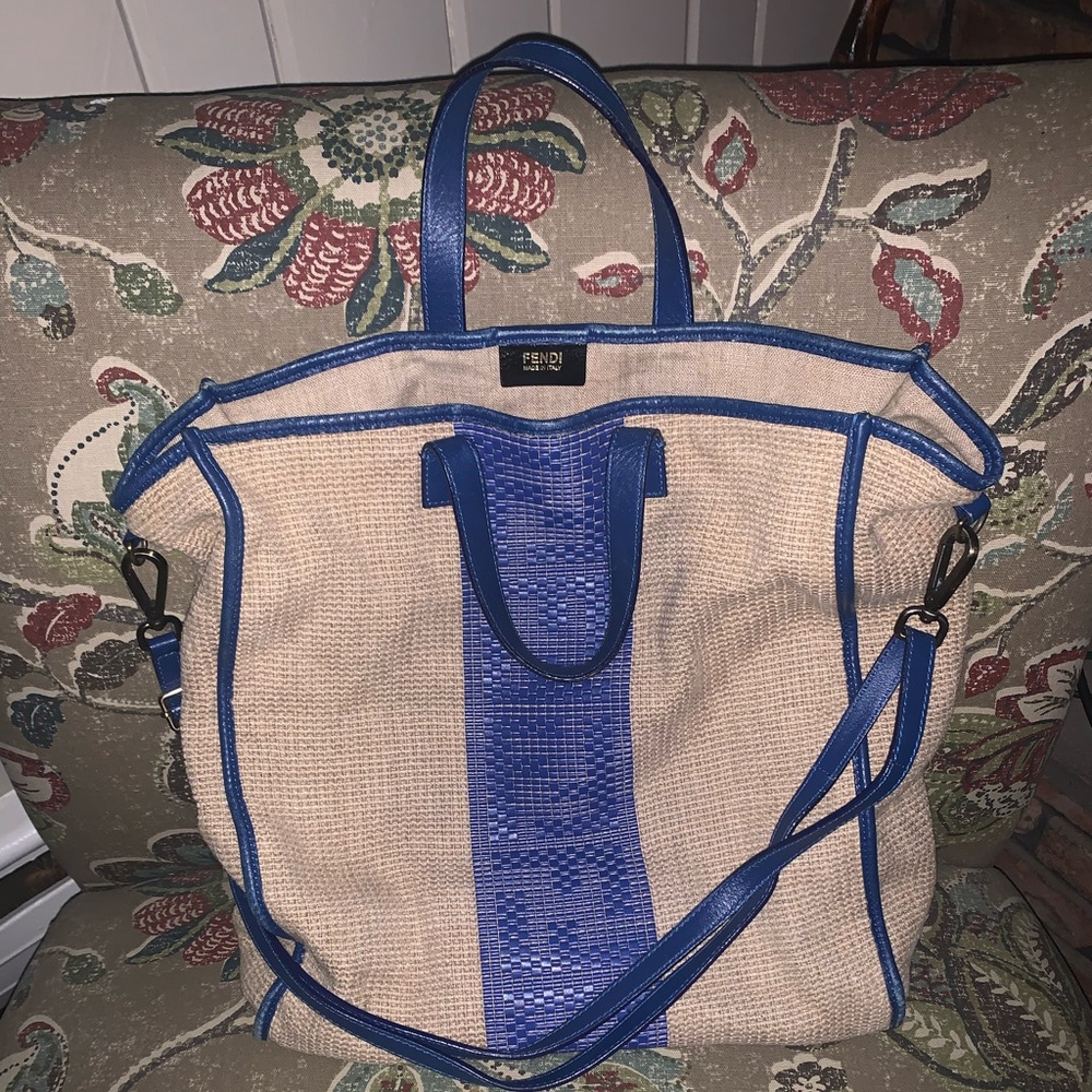 Fendi Tweed Beach Summer Tote Bag